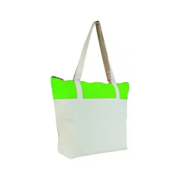 Φωτογραφία από Paris - Τσάντα δίχρωμη με φερμουάρ και εσωτερική τσέπη σε χρώμα Natural-Apple Green