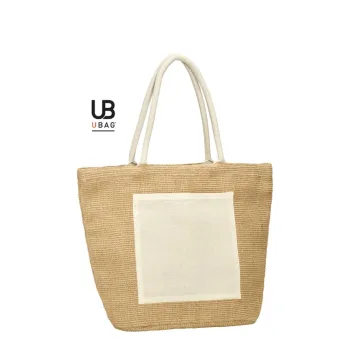 Φωτογραφία από Ios - Τσάντα παραλίας πλεχτή με εξωτερική τσέπη σε χρώμα Natural