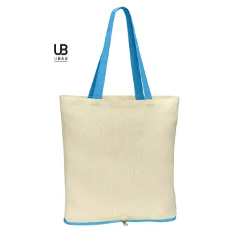 Φωτογραφία από Reno - Τσάντα αγοράς αναδιπλούμενη σε χρώμα Natural-Tyrquoise