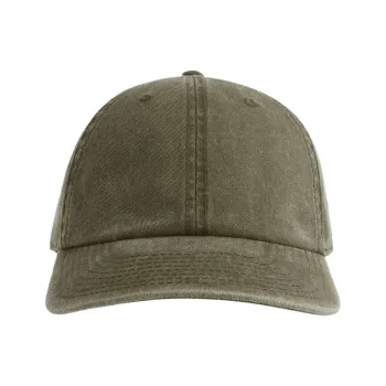 Φωτογραφία από μπροστά από Digg - Εξάφυλλο καπέλο τζοκεϊ πετροπλυμένο σε χρώμα Olive