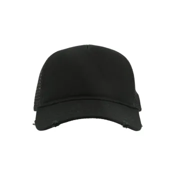 Φωτογραφία από μπροστά από Rapper Destroyed - Πεντάφυλλο καπέλο τζόκεϊ με δίχτυ σε χρώμα Black-Black