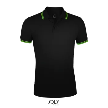 Φωτογραφία από μπροστά από Pasadena Men 3XL - Ανδρικό πόλο πικέ σε χρώμα Black-Lime