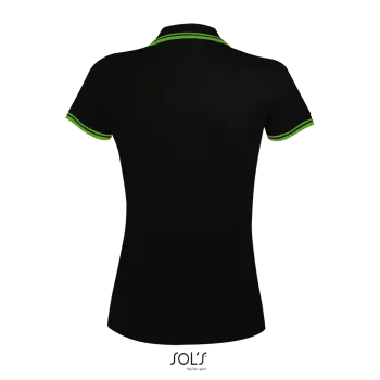 Φωτογραφία από πίσω από Pasadena Women - Γυναικείο πόλο πικέ σε χρώμα Black-Lime