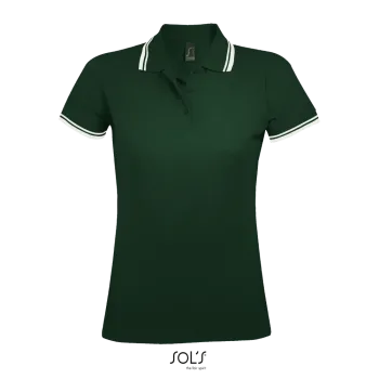 Φωτογραφία από μπροστά από Pasadena Women - Γυναικείο πόλο πικέ σε χρώμα Forest Green-White