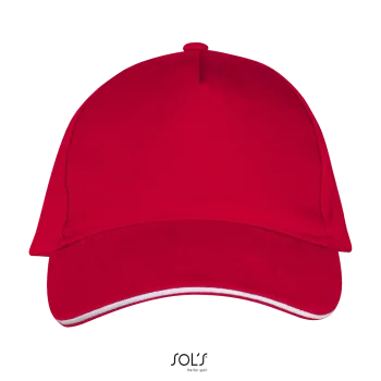 Φωτογραφία από μπροστά από Long Beach - Πεντάφυλλο καπέλο τζόκεϊ σε χρώμα Red-White