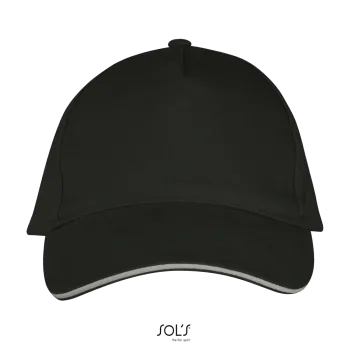 Φωτογραφία από μπροστά από Long Beach - Πεντάφυλλο καπέλο τζόκεϊ σε χρώμα Dark Grey-Light Grey