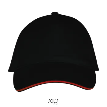 Φωτογραφία από μπροστά από Long Beach - Πεντάφυλλο καπέλο τζόκεϊ σε χρώμα Black-Red