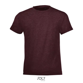 Φωτογραφία από μπροστά από Regent Fit Kids Heather - Παιδικό T-shirt σε στενή γραμμή σε χρώμα Heather Oxblood