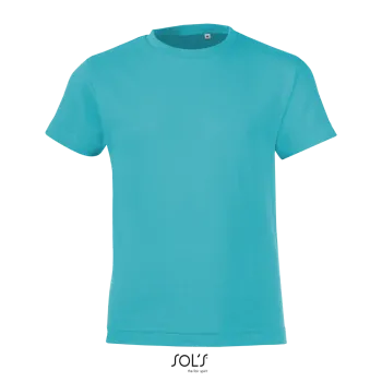 Φωτογραφία από μπροστά από Regent Fit Kids - Παιδικό T-shirt σε στενή γραμμή σε χρώμα Atoll Blue