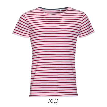 Φωτογραφία από μπροστά από Miles Men 3XL - Ανδρικό ριγέ T-shirt σε χρώμα White-Red