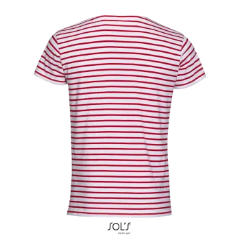 Φωτογραφία από πίσω από Miles Men 3XL - Ανδρικό ριγέ T-shirt σε χρώμα White-Red