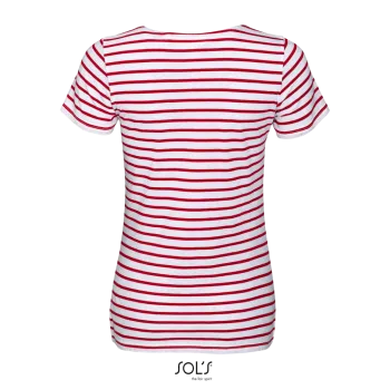 Φωτογραφία από πίσω από Miles Women - Γυναικείο ριγέ T-shirt σε χρώμα White-Red