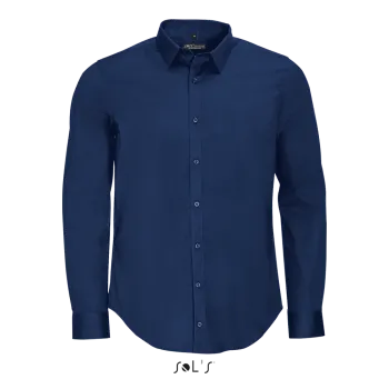 Φωτογραφία από μπροστά από Blake Men - Ανδρικό μακρυμάνικο ελαστικό πουκάμισο σε χρώμα Dark Blue