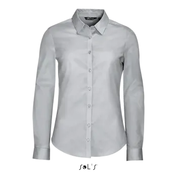 Φωτογραφία από μπροστά από Blake Women - Γυναικείο μακρυμάνικο ελαστικό πουκάμισο σε χρώμα Pearl Grey