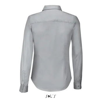 Φωτογραφία από πίσω από Blake Women - Γυναικείο μακρυμάνικο ελαστικό πουκάμισο σε χρώμα Pearl Grey