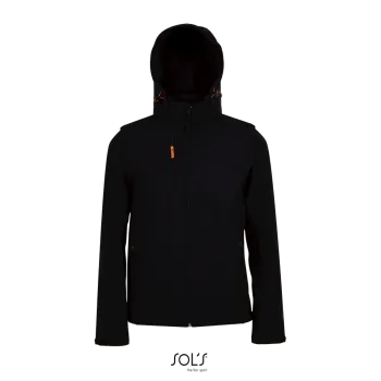 Φωτογραφία από μπροστά από Transformer 3-5XL - Μπουφάν softshell με αποσπώμενη κουκούλα και μανίκια σε χρώμα Black