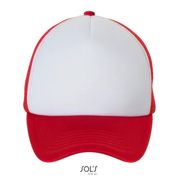 Φωτογραφία από μπροστά από Bubble - Πεντάφυλλο καπέλο με δίχτυ και σφουγγάρι σε χρώμα White-Red