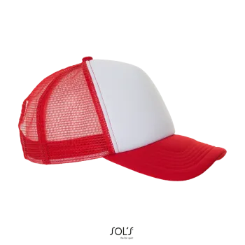 Φωτογραφία προφίλ από Bubble - Πεντάφυλλο καπέλο με δίχτυ και σφουγγάρι σε χρώμα White-Red