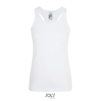 Φωτογραφία από μπροστά από Justin Women Λευκό - Γυναικείο αμάνικο μπλουζάκι σε χρώμα White