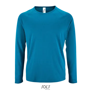 Φωτογραφία από μπροστά από Sporty LSL Men 3XL - Ανδρικό μακρυμάνικο αθλητικό Τ-shirt σε χρώμα Aqua