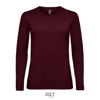 Φωτογραφία από μπροστά από Imperial LSL Women - Γυναικείο μακρυμάνικο T-shirt σε χρώμα Oxblood