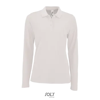 Φωτογραφία από μπροστά από Perfect LSL Women Λευκό 3XL - Γυναικείο μακρυμάνικο πόλο πικέ σε χρώμα White