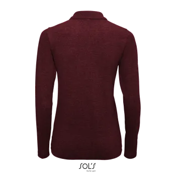 Φωτογραφία από πίσω από Perfect LSL Women 3XL - Γυναικείο μακρυμάνικο πόλο πικέ σε χρώμα Heather Oxblood