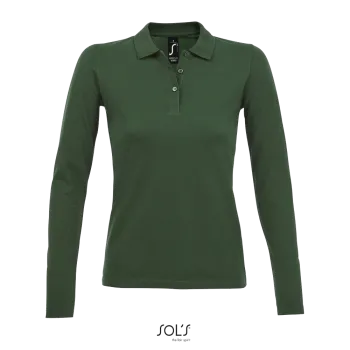 Φωτογραφία από μπροστά από Perfect LSL Women 3XL - Γυναικείο μακρυμάνικο πόλο πικέ σε χρώμα Bottle Green