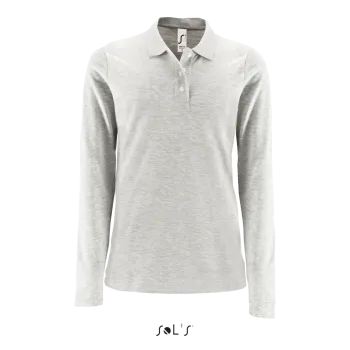 Φωτογραφία από μπροστά από Perfect LSL Women 3XL - Γυναικείο μακρυμάνικο πόλο πικέ σε χρώμα Ash