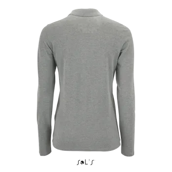 Φωτογραφία από πίσω από Perfect LSL Women 3XL - Γυναικείο μακρυμάνικο πόλο πικέ σε χρώμα Grey Melange