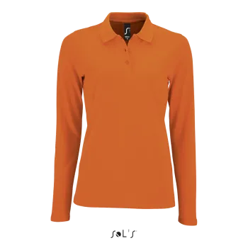 Φωτογραφία από μπροστά από Perfect LSL Women 3XL - Γυναικείο μακρυμάνικο πόλο πικέ σε χρώμα Orange