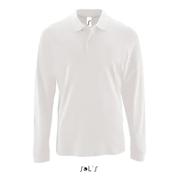 Φωτογραφία από μπροστά από Perfect LSL Men Λευκό 4XL - Ανδρικό μακρυμάνικο πόλο πικέ σε χρώμα White