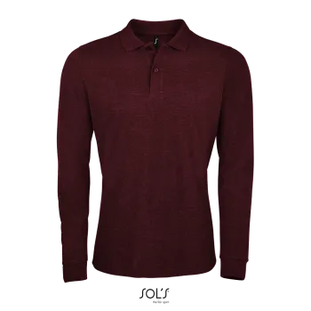 Φωτογραφία από μπροστά από Perfect LSL Men 4XL - Ανδρικό μακρυμάνικο πόλο πικέ σε χρώμα Heather Oxblood