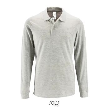 Φωτογραφία από μπροστά από Perfect LSL Men 4XL - Ανδρικό μακρυμάνικο πόλο πικέ σε χρώμα Ash