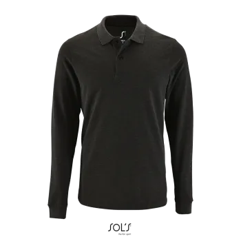 Φωτογραφία από μπροστά από Perfect LSL Men 4XL - Ανδρικό μακρυμάνικο πόλο πικέ σε χρώμα Charcoal Melange