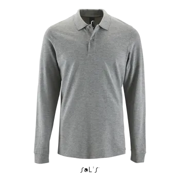 Φωτογραφία από μπροστά από Perfect LSL Men 4XL - Ανδρικό μακρυμάνικο πόλο πικέ σε χρώμα Grey Melange