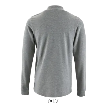 Φωτογραφία από πίσω από Perfect LSL Men 4XL - Ανδρικό μακρυμάνικο πόλο πικέ σε χρώμα Grey Melange