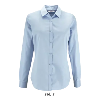 Φωτογραφία από μπροστά από Brody Women - Γυναικείο μακρυμάνικο πουκάμισο herringbone σε χρώμα Sky Blue