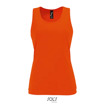 Φωτογραφία από μπροστά από Sporty TT Women - Γυναικείο αμάνικο αθλητικό μπλουζάκι σε χρώμα Neon Orange