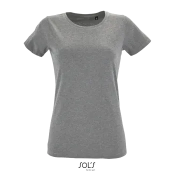 Φωτογραφία από μπροστά από Regent Fit Women - Γυναικείο T-shirt σε στενή γραμμή σε χρώμα Grey Melange