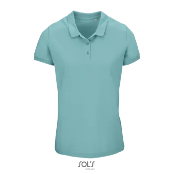 Φωτογραφία από μπροστά από Planet Women - Γυναικείο οργανικό πόλο σε χρώμα Pool Blue