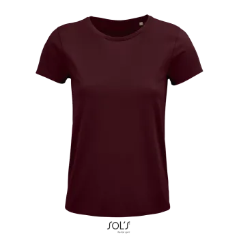 Φωτογραφία από μπροστά από Crusader Women - Γυναικείο οργανικό T-shirt σε χρώμα Burgundy