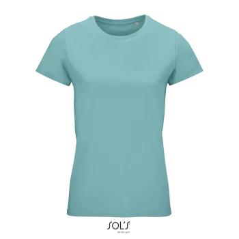 Φωτογραφία από μπροστά από Crusader Women - Γυναικείο οργανικό T-shirt σε χρώμα Pool Blue