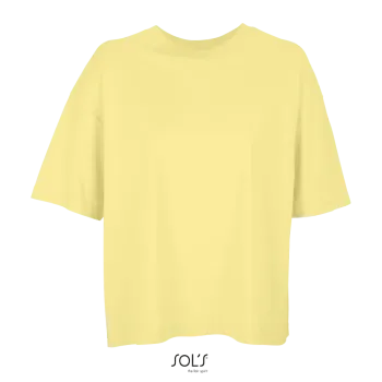 Φωτογραφία από μπροστά από Boxy Women - Γυναικείο oversized T-shirt σε χρώμα Light Yellow