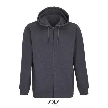 Φωτογραφία από μπροστά από Carter 3XL - Unisex ζακέτα φούτερ με κουκούλα σε χρώμα Charcoal Melange