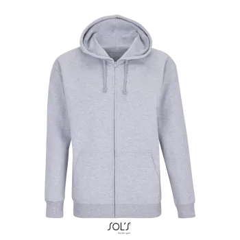 Φωτογραφία από μπροστά από Carter 3XL - Unisex ζακέτα φούτερ με κουκούλα σε χρώμα Grey Melange