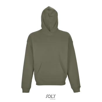 Φωτογραφία από μπροστά από Connor - Unisex oversized μπλούζα φούτερ με κουκούλα σε χρώμα Khaki