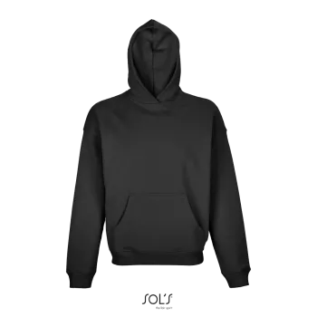 Φωτογραφία από μπροστά από Connor - Unisex oversized μπλούζα φούτερ με κουκούλα σε χρώμα Black