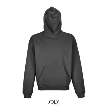 Φωτογραφία από μπροστά από Connor - Unisex oversized μπλούζα φούτερ με κουκούλα σε χρώμα Mouse Grey