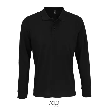 Φωτογραφία από μπροστά από Prime LSL 4-5XL - Unisex μακρυμάνικο πόλο πικέ σε χρώμα Black